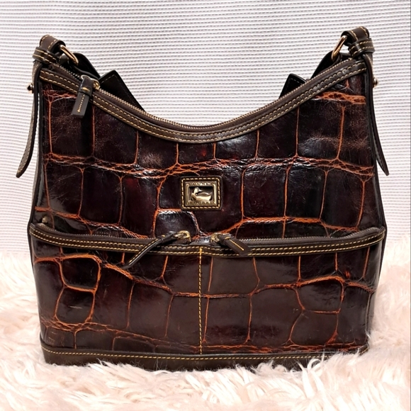 Dooney & Bourke Large Croco Embossed Leather Handbag